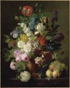 Vase de fleurs, raisins et pêches (Jan Frans van Dael) - Muzeo.com