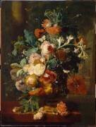 Vase de fleurs sur fond de parc avec statue (Jan van Huysum) - Muzeo.com