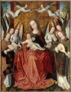 Vierge de majesté entourée d'anges (Maître au Feuillage en...) - Muzeo.com