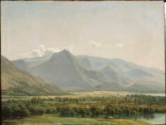 Vue de la ville d'Avezzano, au bord du lac de cellano, royaume de Naples (Jean-Joseph-Xavier Bidauld) - Muzeo.com