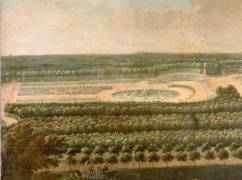 Vue de l'Orangerie, des parterres et du château de Versailles prises des hauteurs de Satory (Etienne Allegrain) - Muzeo.com