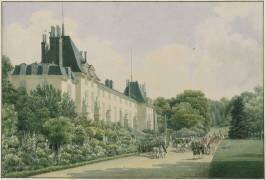 Vue de Malmaison : vue de la façade du château côté parc (Auguste Garneray) - Muzeo.com