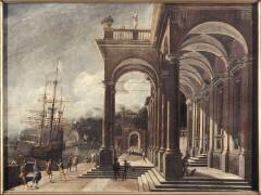 Vue d'un grand palais au bord de la mer (Micco Spadaro) - Muzeo.com