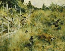 A Fox Taking a Crow (Bruno Liljefors) - Muzeo.com