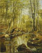 A Wooded River Landscape (Peter Mork Monsted) - Muzeo.com