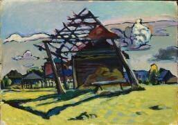 Akhtyrka. Charpente pour un tas de foin et ferme (Wassily Kandinsky) - Muzeo.com