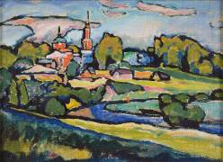 Akhtyrka. Landscape with a red church (Wassily Kandinsky) - Muzeo.com