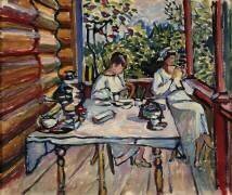 Akhtyrka. Nina and Tatiana on the veranda (Wassily Kandinsky) - Muzeo.com