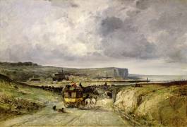 Arrival of a Stagecoach at Treport (Jules Achille Noël) - Muzeo.com
