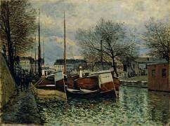 Barges on the Canal Saint Martin (Alfred Sisley) - Muzeo.com
