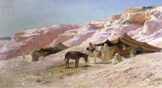 Bedouin Camp in the Dunes (Eugène Alexis Girardet) - Muzeo.com