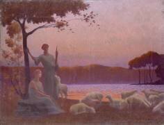 Bergères au crépuscule (Alphonse Osbert) - Muzeo.com
