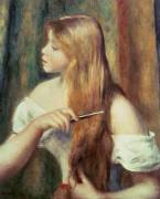 Blonde girl combing her hair (Auguste Renoir) - Muzeo.com