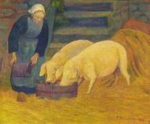 Bretonne donnant à manger aux cochons (Paul Serusier) - Muzeo.com