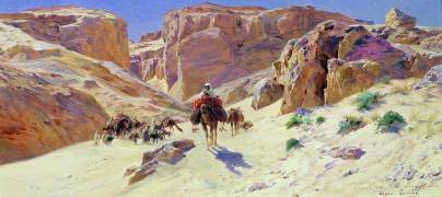 Caravan in the Desert (Eugène Alexis Girardet) - Muzeo.com