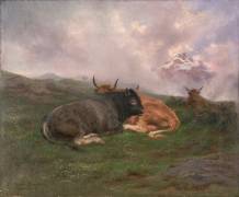 Cattle at Rest on a Hillside in the Alps (Rosa Bonheur) - Muzeo.com