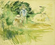 Children by the Side of a Lake (Berthe Morisot) - Muzeo.com