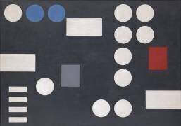 Composition with rectangles and circles on a black background (Sophie Taeuber-Arp) - Muzeo.com