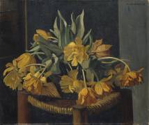 Double Yellow Tulips on a Wicker Chair (Félix Vallotton) - Muzeo.com