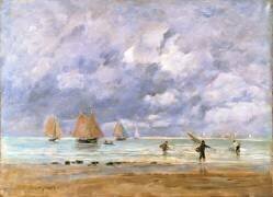 Fishermen and Sailboats in Trouville (Eugène Boudin) - Muzeo.com