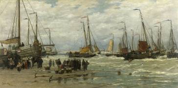 Fishing Pinks in Breaking Waves (Hendrik Willem Mesdag) - Muzeo.com