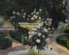 Fountain and Rosebush at the Sorolla House (Joaquin Sorolla y Bastida) - Muzeo.com