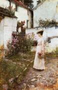 Gathering Summer Flowers in a Devonshire Garden (John William Waterhouse) - Muzeo.com