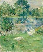 Girl in a Boat with Geese (Berthe Morisot) - Muzeo.com