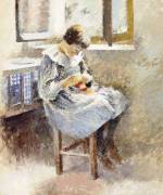 Girl Sewing (Theodore Robinson) - Muzeo.com