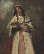 Gypsy Girl With Mandolin (Jean-Baptiste Camille Corot) - Muzeo.com