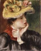 Head of a Girl with a Yellow Hat (Auguste Renoir) - Muzeo.com