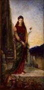 Hélène sur les murs de Troie et à ses pieds deux personnages (Gustave Moreau) - Muzeo.com