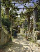 In the Shadow of an Italian Pergola (Peter Mork Monsted) - Muzeo.com