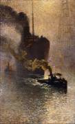 In Tow on the Thames in the Fog (Emile Claus) - Muzeo.com