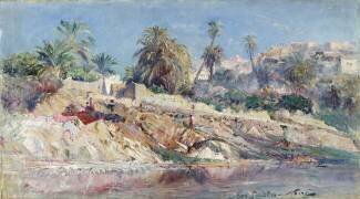Jour de lessive à l'oued de Bou-Saada (Maxime Noiré) - Muzeo.com