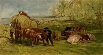 La fenaison en Auvergne ; esquisse, premier projet du tableau de 1855 (Rosa Bonheur) - Muzeo.com
