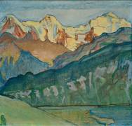 La Jungfrau, le Mönch et l’Eiger vue de Beatenberg (Ferdinand Hodler) - Muzeo.com
