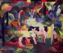 Landscape with Cows and a Camel (August Macke) - Muzeo.com
