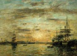 Le bassin de l'Eure au Havre (Eugène Boudin) - Muzeo.com
