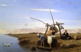 Le chadouf, système d'irrigation en Haute Egypte (Louis Mouchot) - Muzeo.com