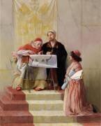 Le pape Jules II regardant les plans du projet architectural de Bramante (Edwin Howland Blashfield) - Muzeo.com