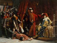 Le Prévôt des marchands Etienne Marcel et le dauphin Charles (1358) (Lucien Melingue) - Muzeo.com