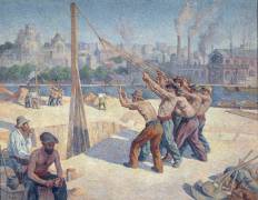 Les batteurs de pieux, quai de la Seine à Billancourt (Maximilien Luce) - Muzeo.com