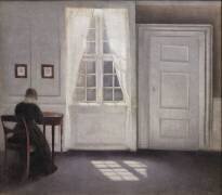Living in Strand Street with sunshine on the floor (Vilhelm Hammershoi) - Muzeo.com