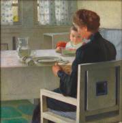 Mère et enfant à table (Carl Moll) - Muzeo.com