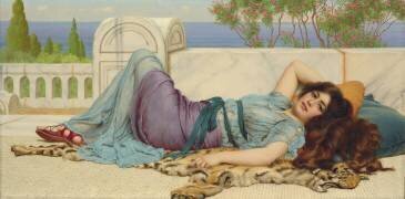 Mischief and Repose (John William Godward) - Muzeo.com