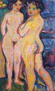 Naked women standing by the stove (Ernst Ludwig Kirchner) - Muzeo.com
