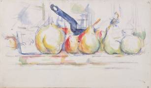 Nature morte ; pommes, poires et casserole (Paul Cézanne) - Muzeo.com