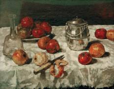 Nature morte aux pommes et à la boîte à biscuits (Carl Schuch) - Muzeo.com