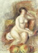 Nude Woman Sitting with Apples (Auguste Renoir) - Muzeo.com